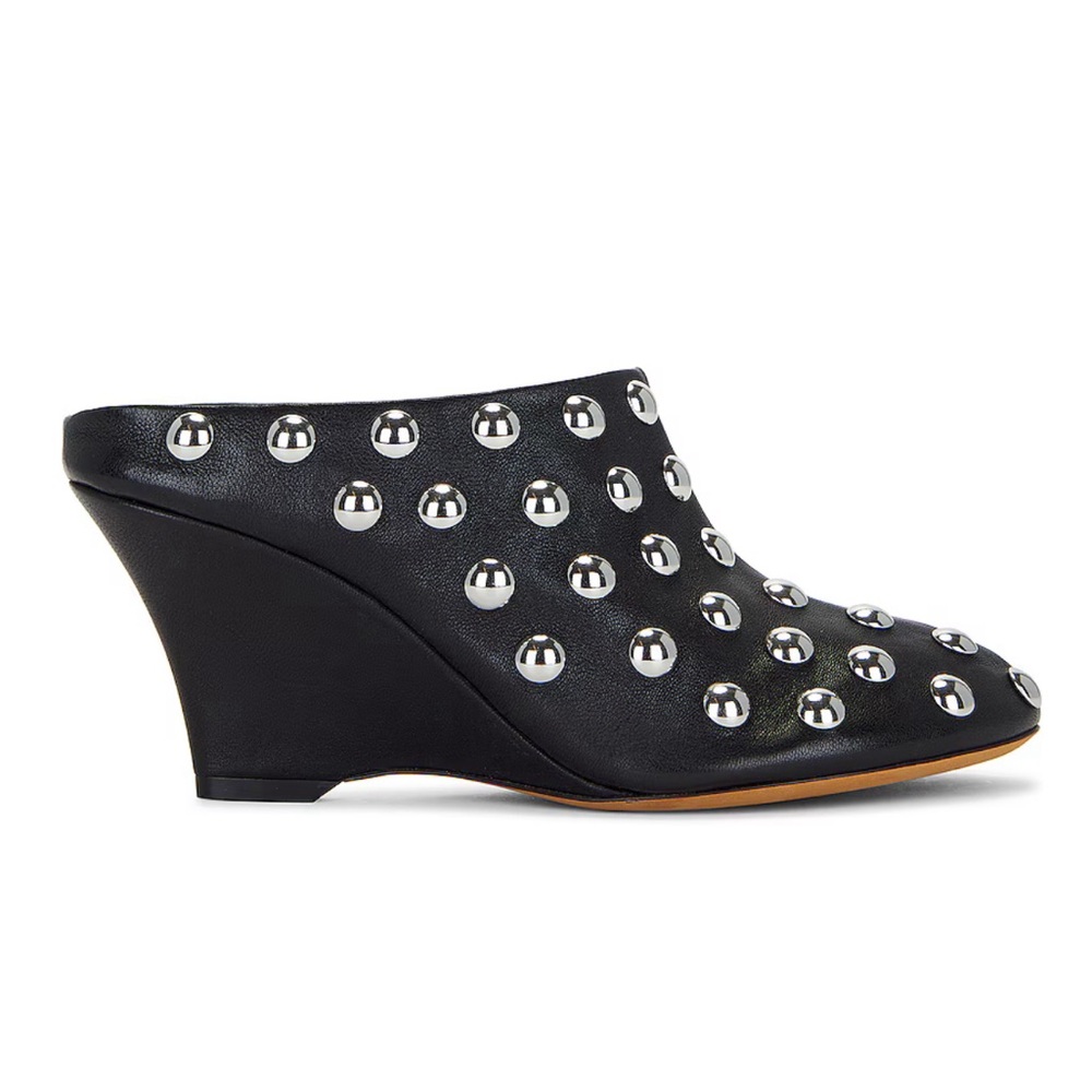 KHAITE The Apollo Studded Leather Wedge Mules - Picture 1 of 13